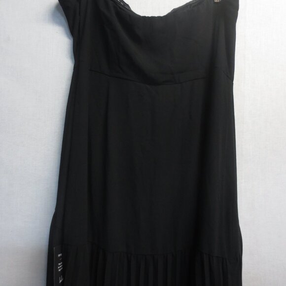 LULUS WOMEN'S STRAPLESS PLEATED BLACK DRESS - BLACK -  X-LARGE - Picture 5 of 8